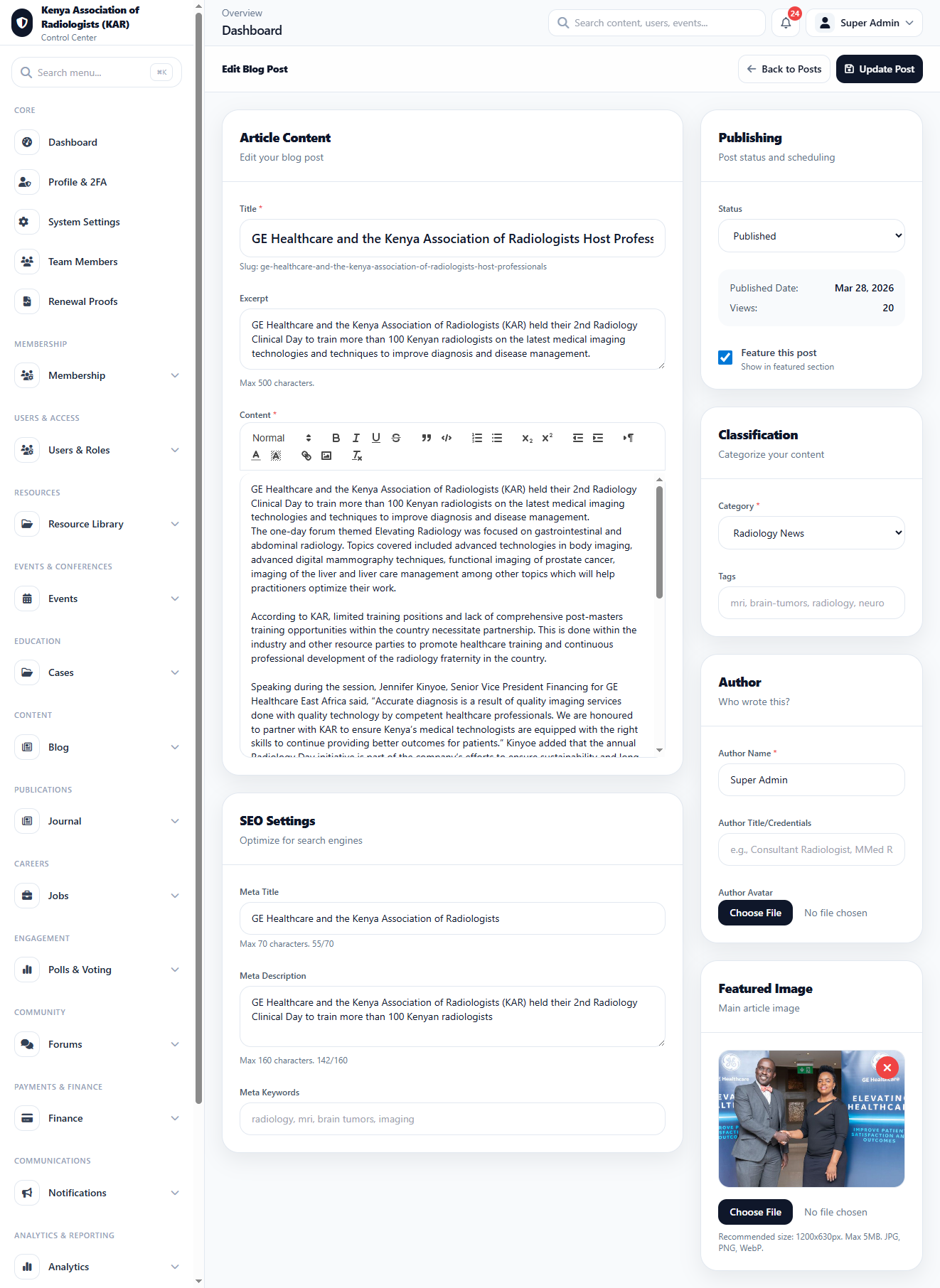 Blog Add Edit interface