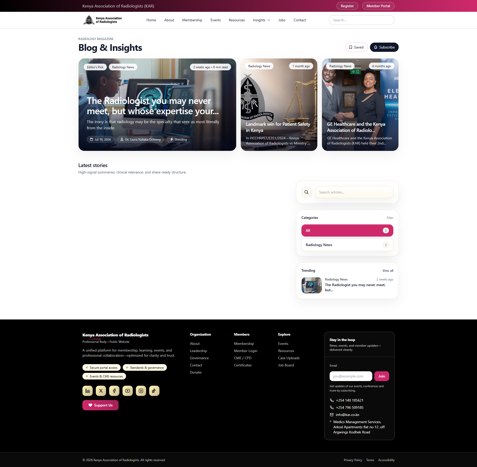 Blogs interface