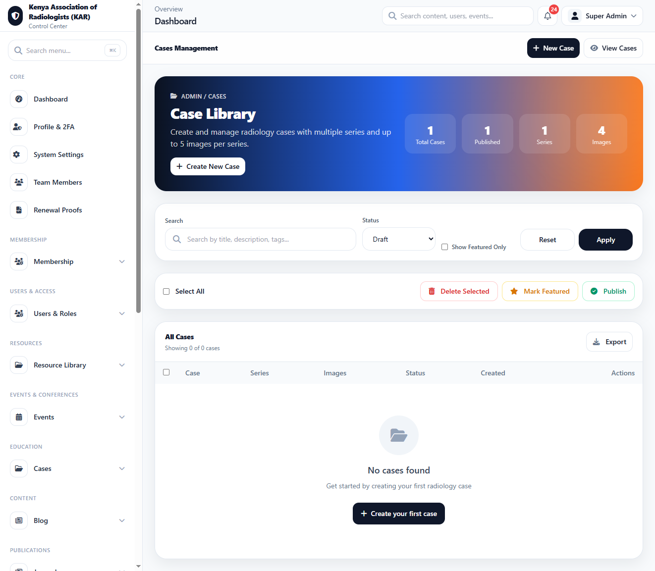 Case Draft interface