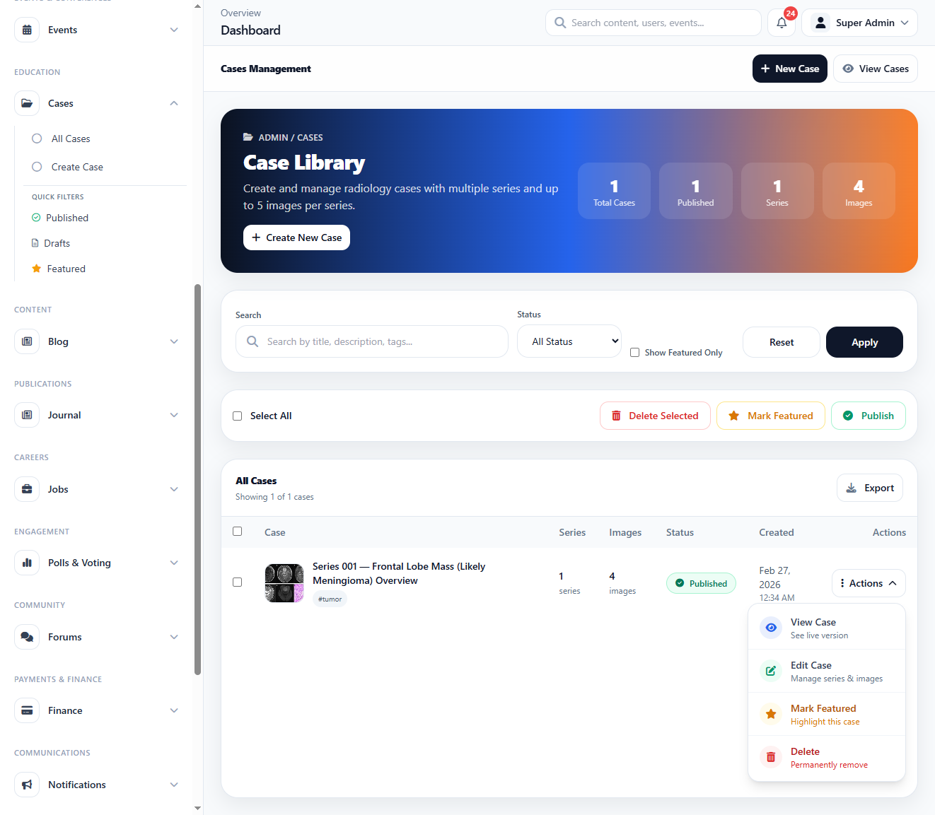 Case List interface