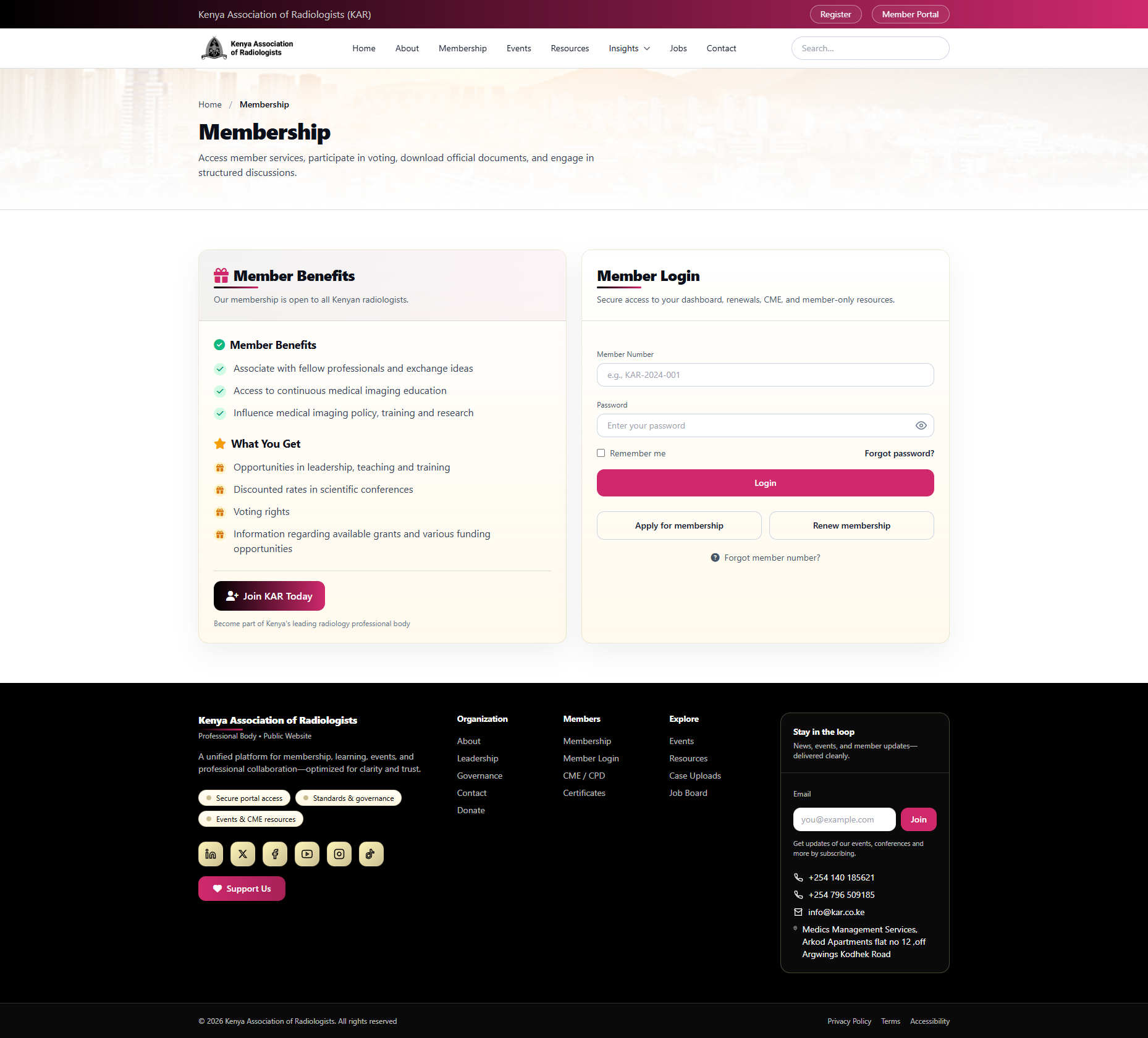 Members interface