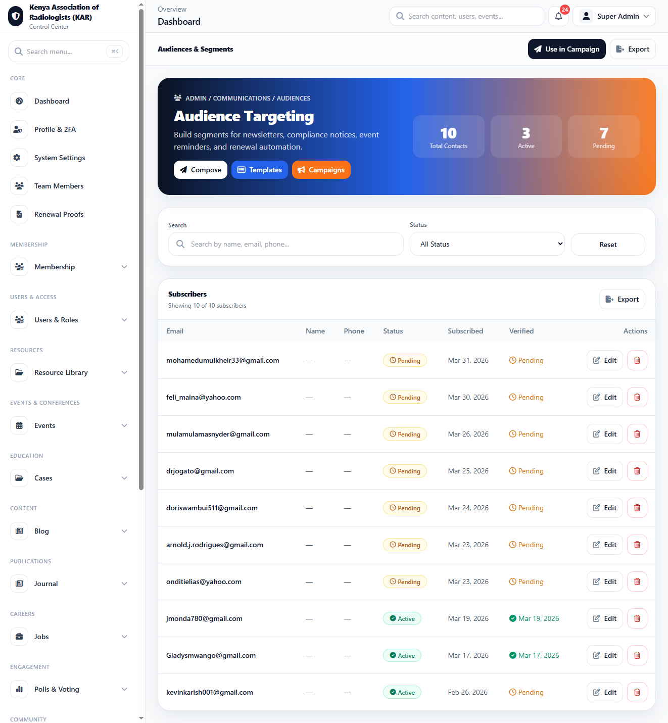 Notification Audience Targeting interface