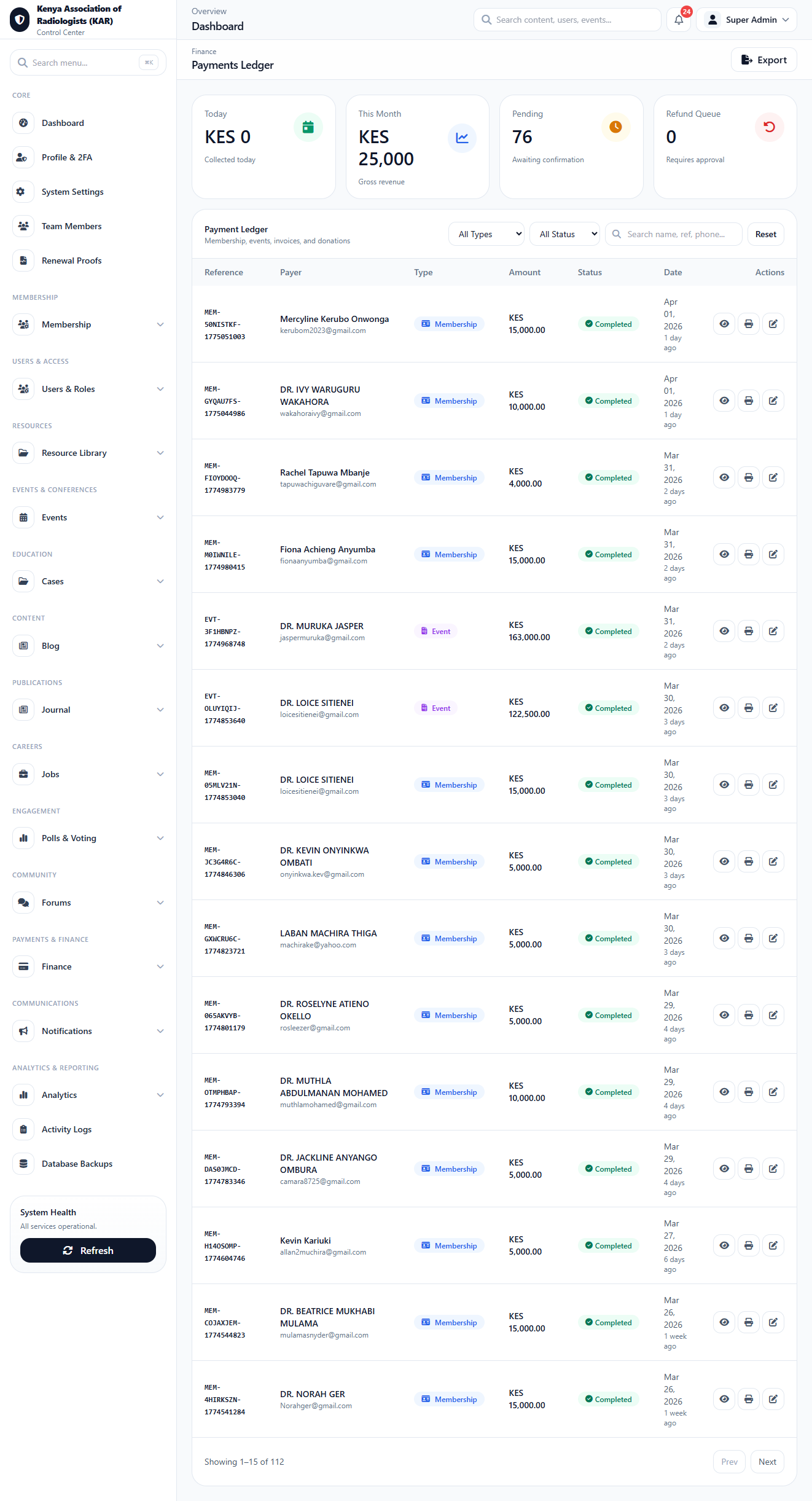 Payment Ledger interface