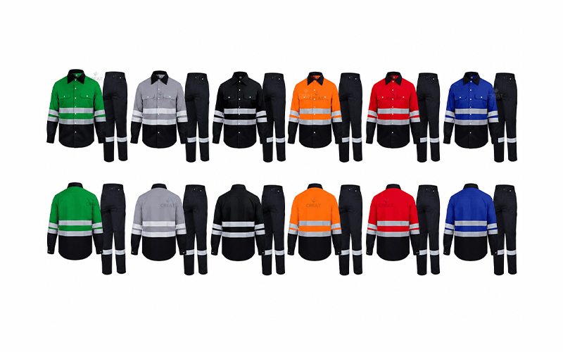 Two-Tone Reflective Work Shirt & Trouser Set