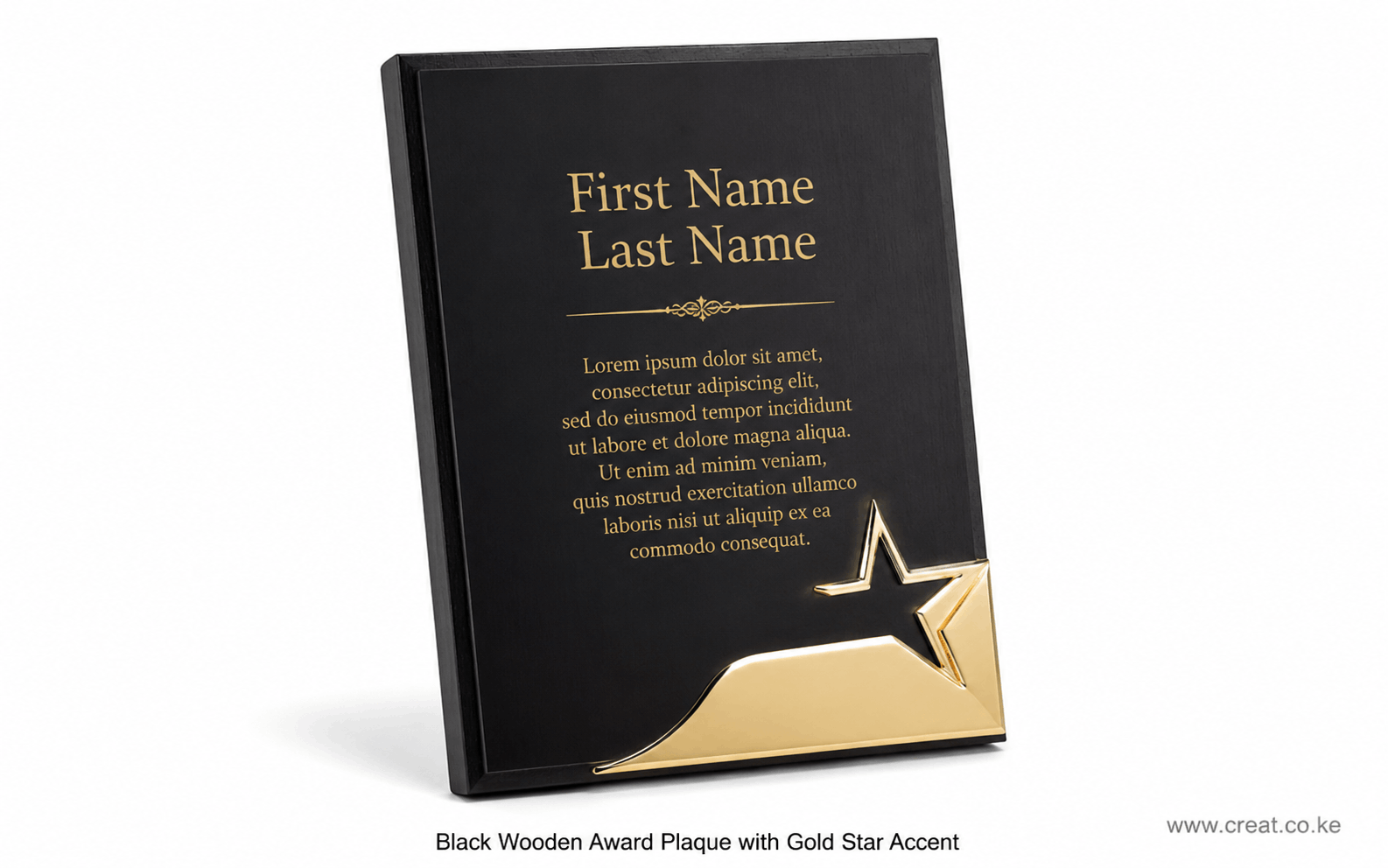  Black Wooden Award Plaque with Gold Star Accent 