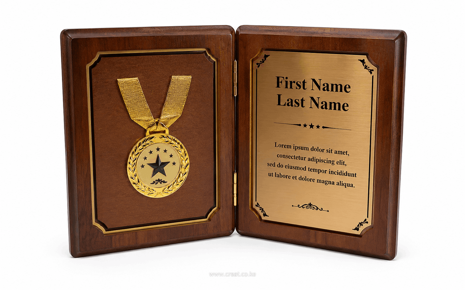 Booklet-Style Wooden Award Plaque 