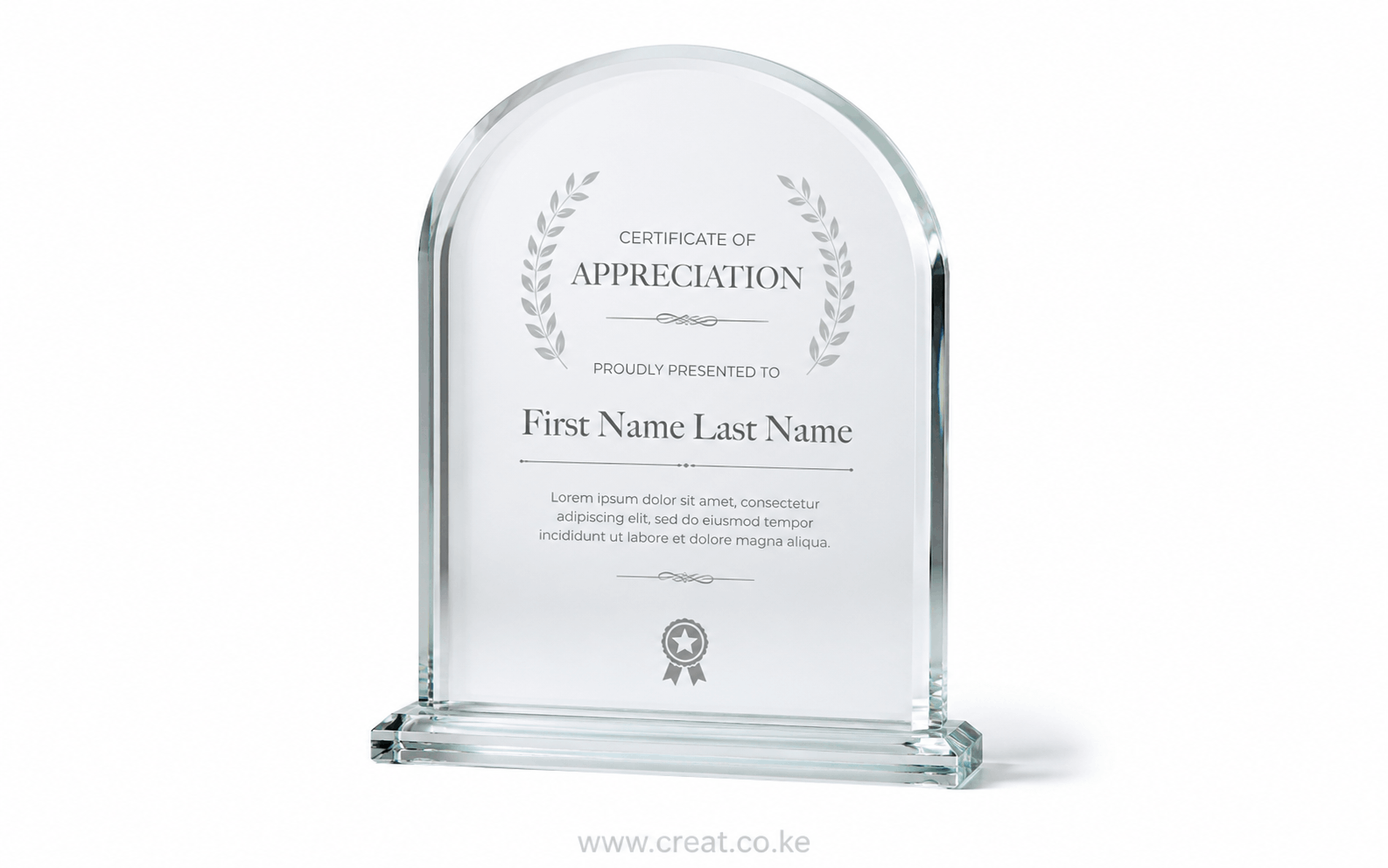 Dome-Top Glass Custom Award, 20 × 14 cm