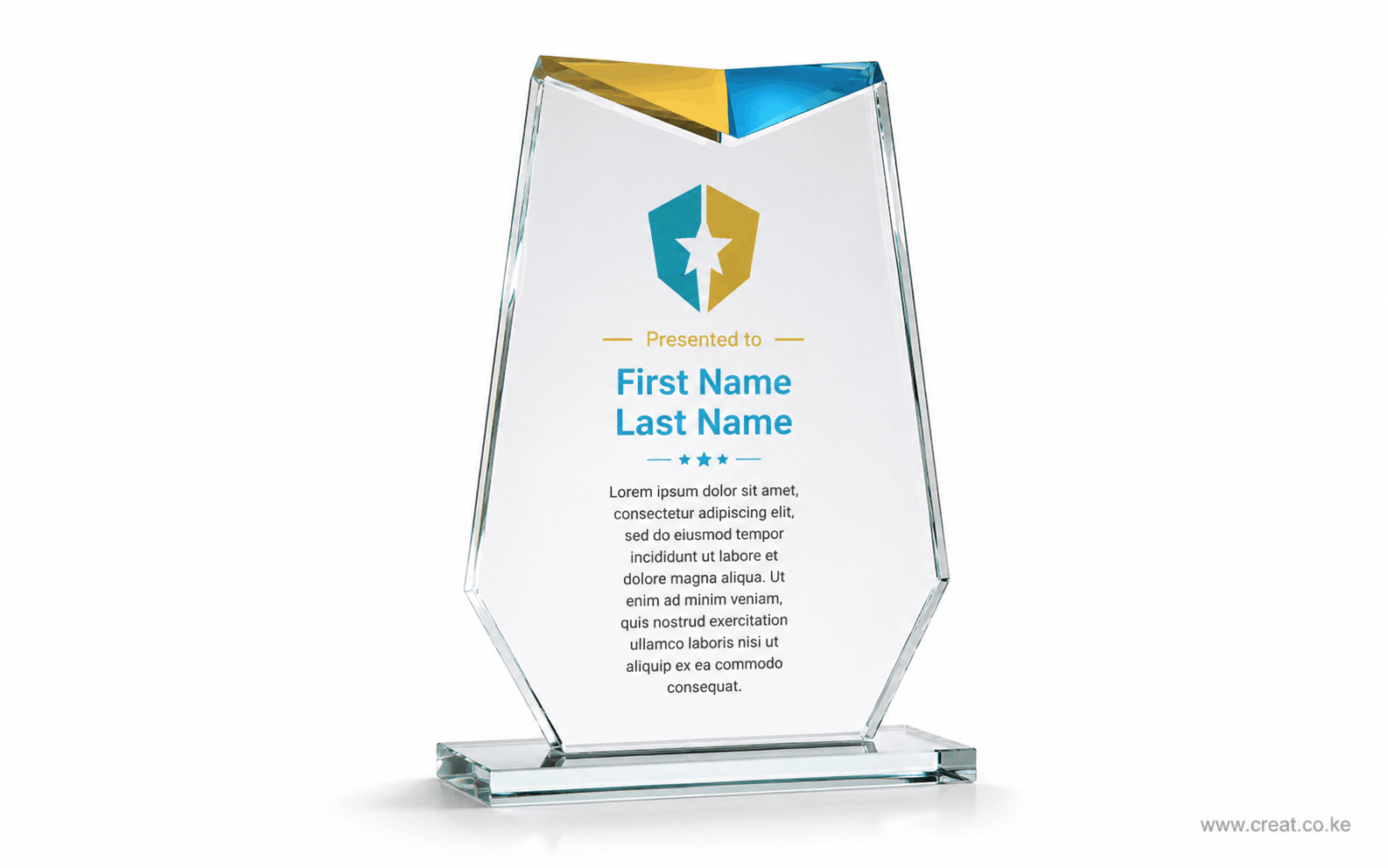 Custom Kite-Top Glass Award 