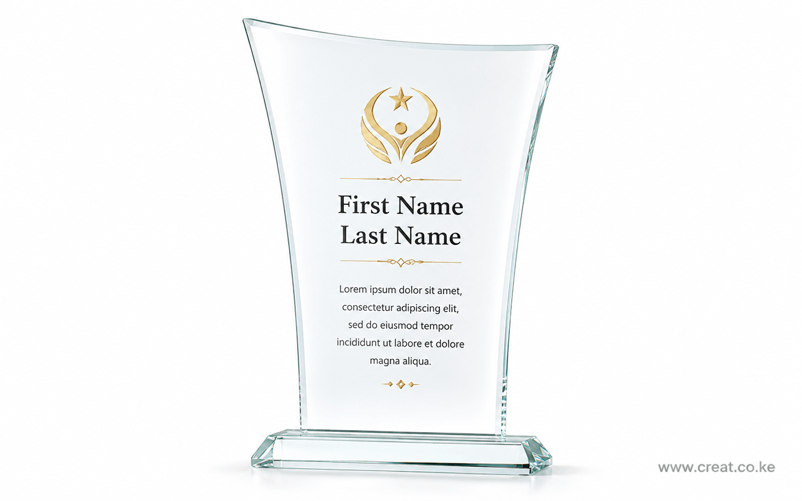 Long Curved Custom Glass Award