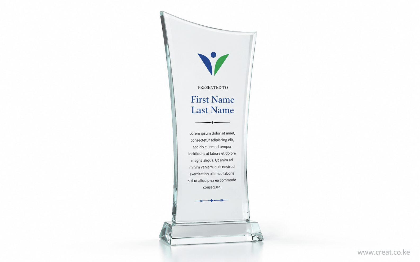 Long Glass Award with Wooden Base