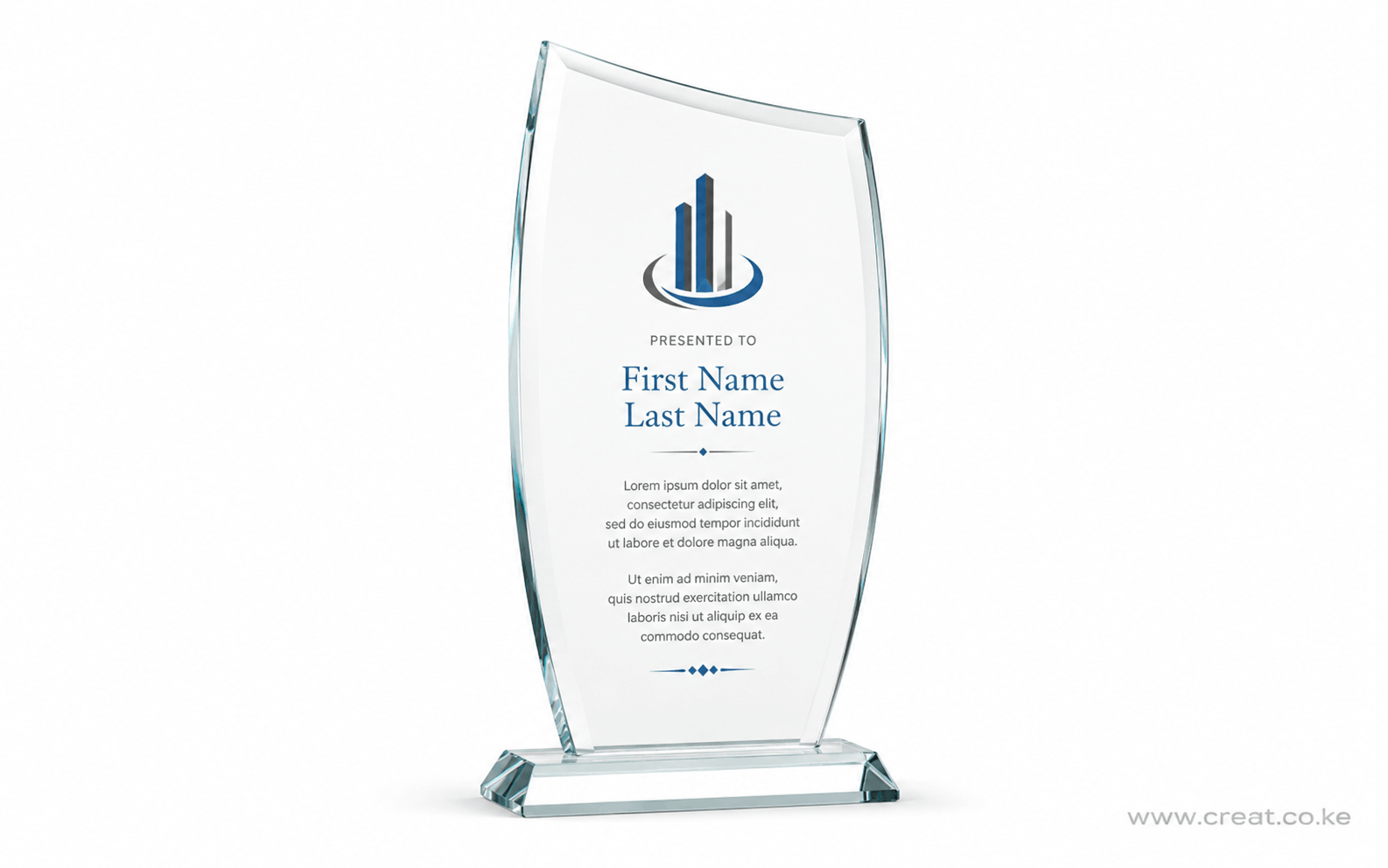 Long Executive Glass Award with Gold Finish 
