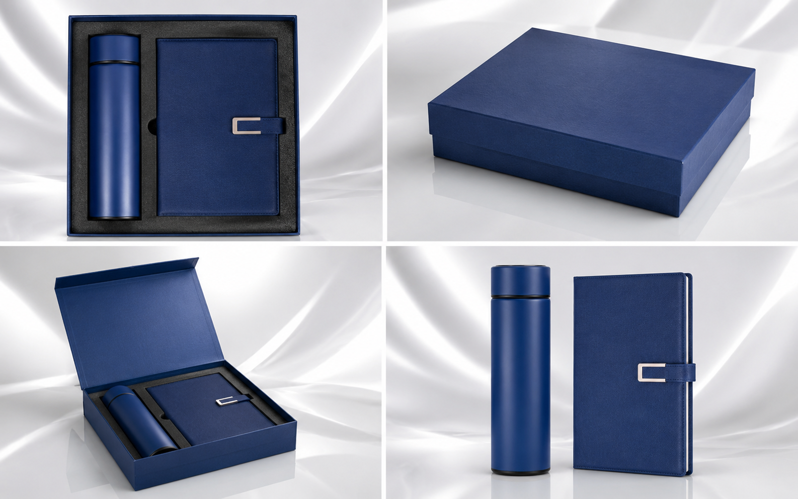 Blue Executive Gift Set with Notebook, Flask and Pen 