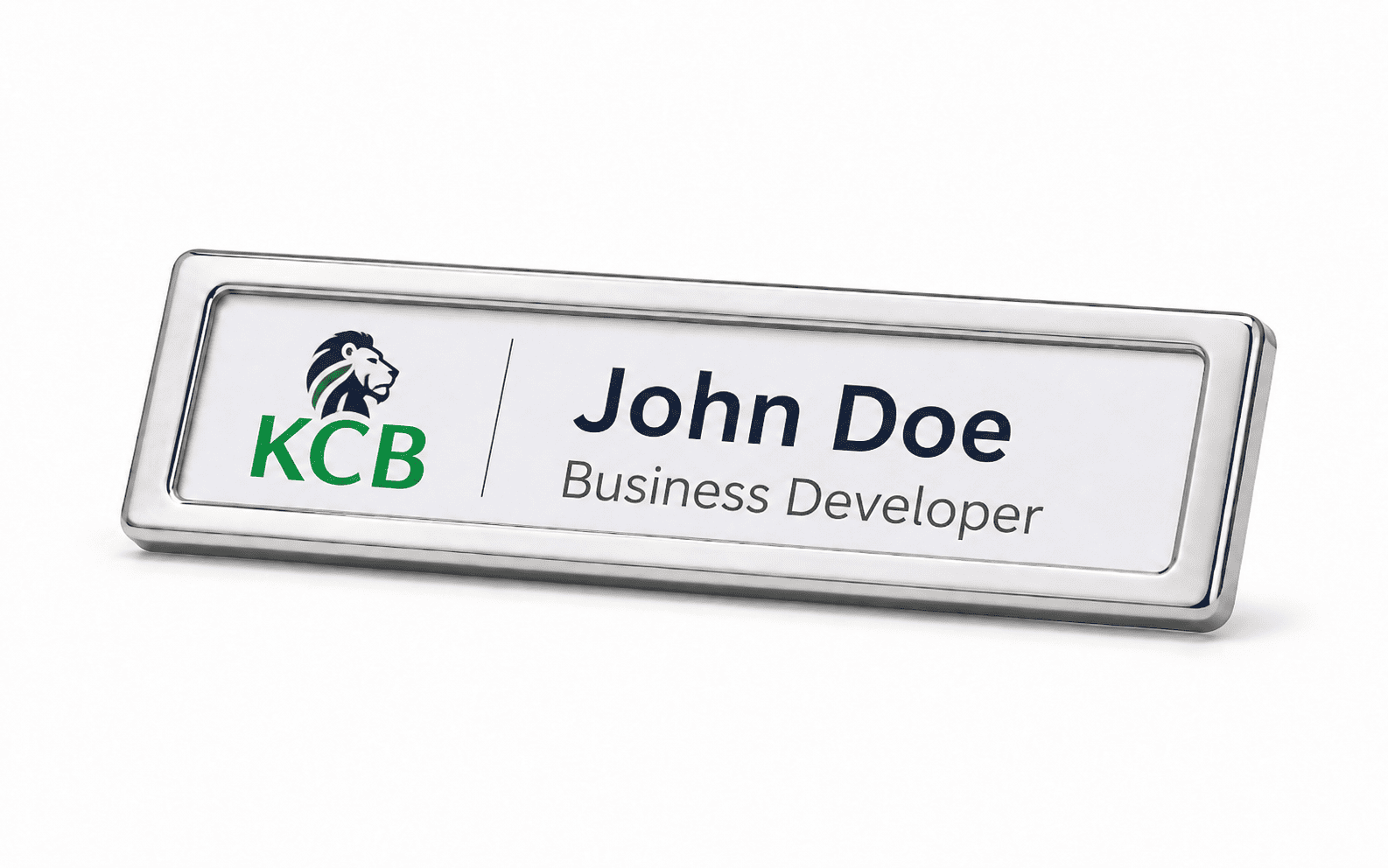 New Silver Metallic Name Badge with Printed Insert 