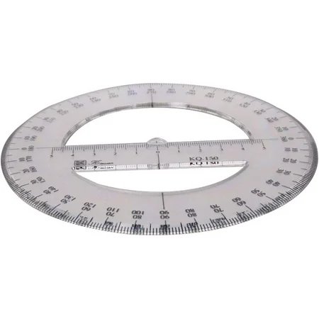 360-Degree Transparent Plastic Protractor - 12 cm