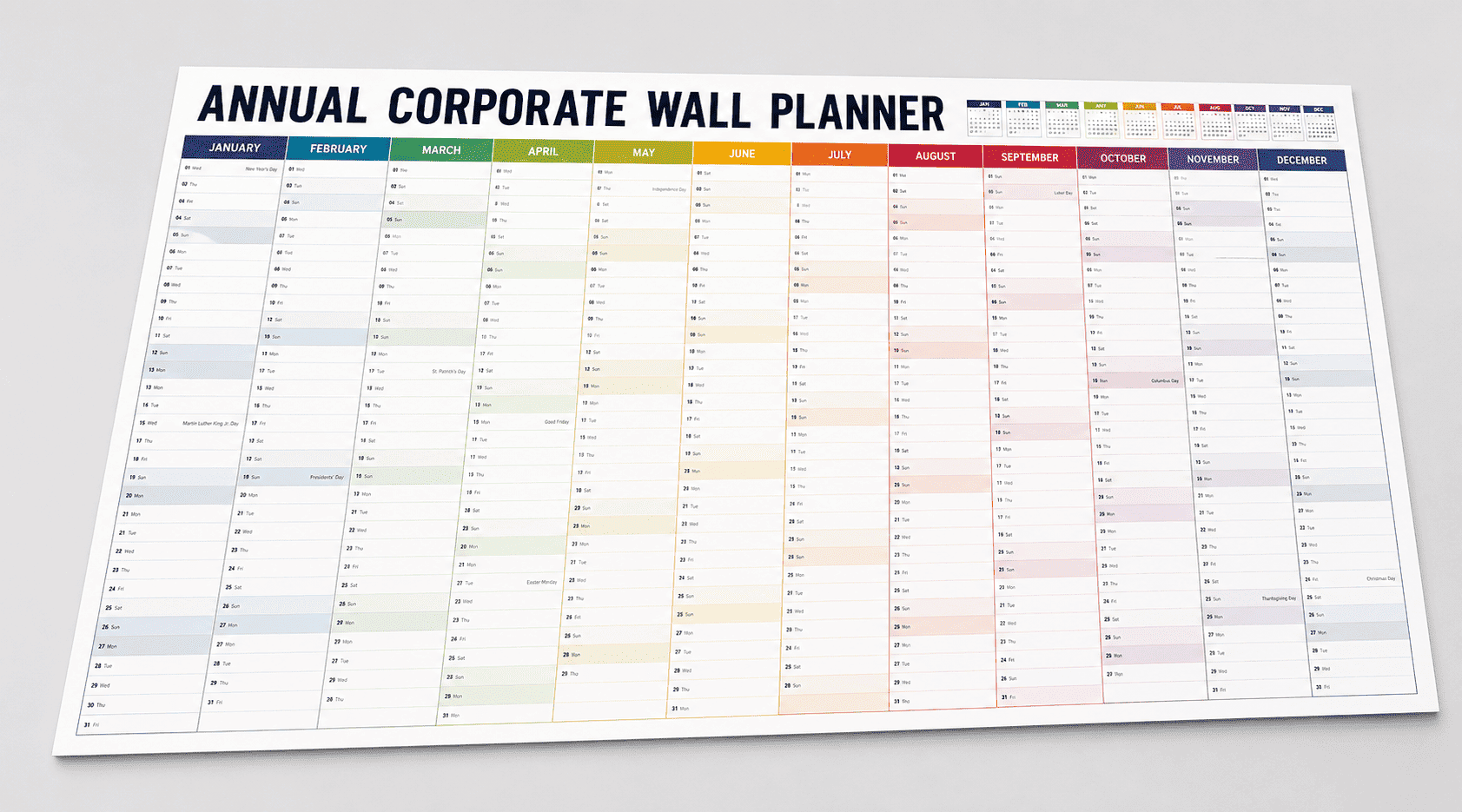 Annual Corporate Wall Planner 