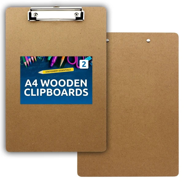 A4 Wooden Clipboard – Durable Hardboard Writing Board 