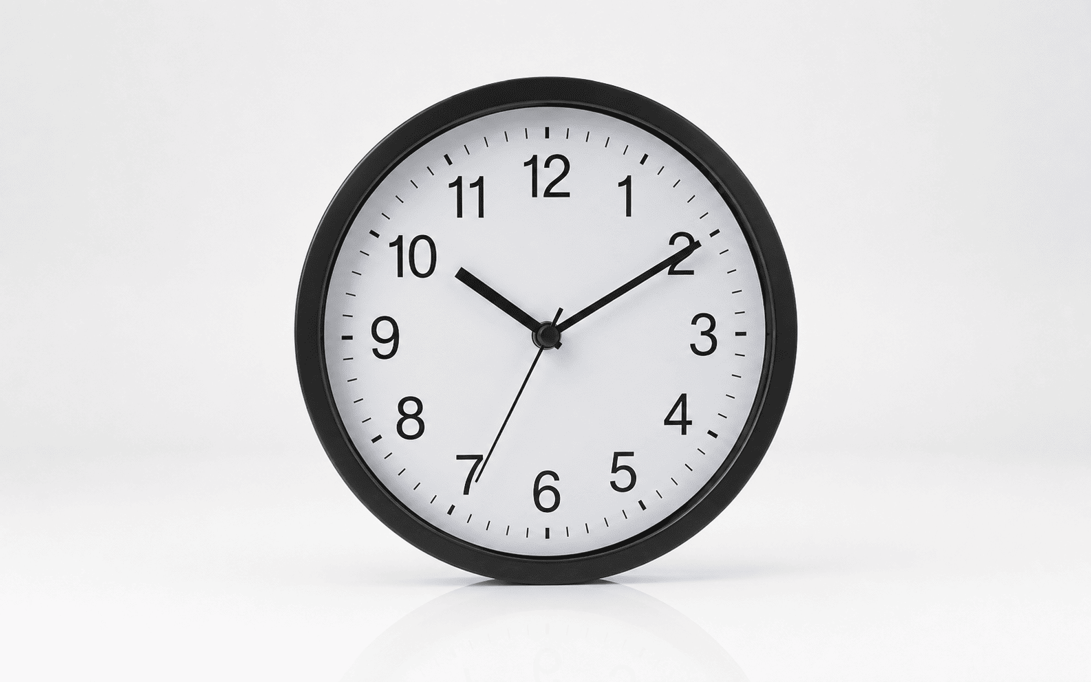 Black Round Wall Clock, 27 cm Diameter 