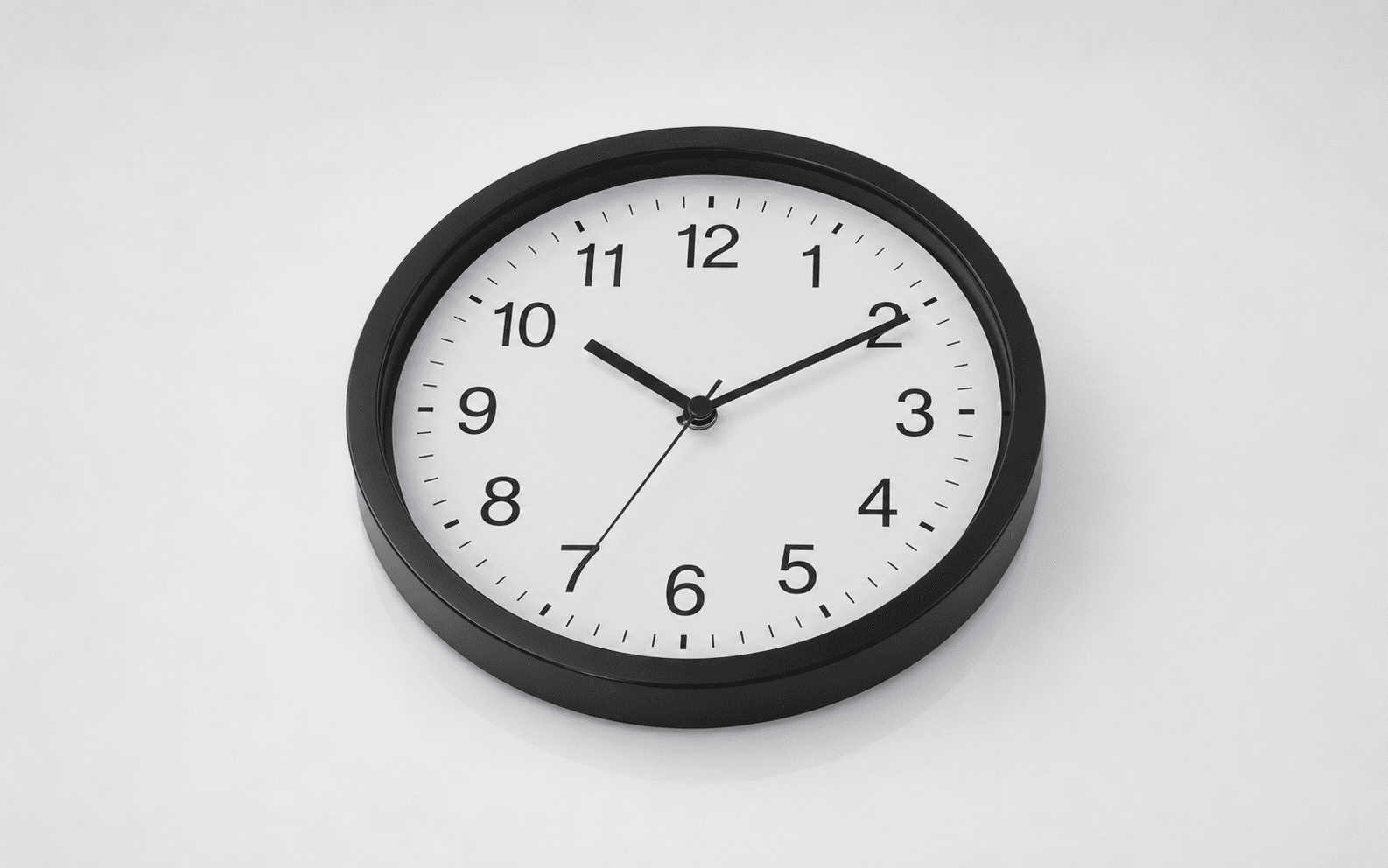 Black Round Wall Clock, 27 cm Diameter 