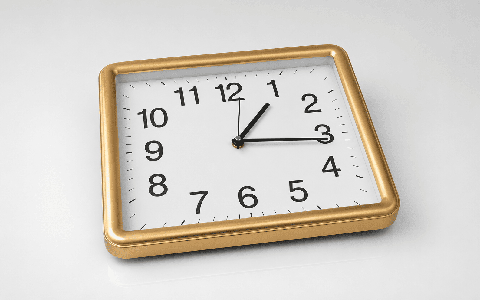 Gold Rectangular Wall Clock 