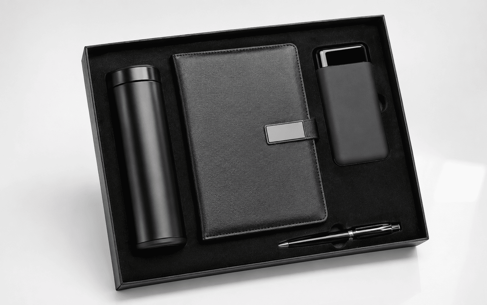 Black Executive Gift Set with LED Flask and Accessories 