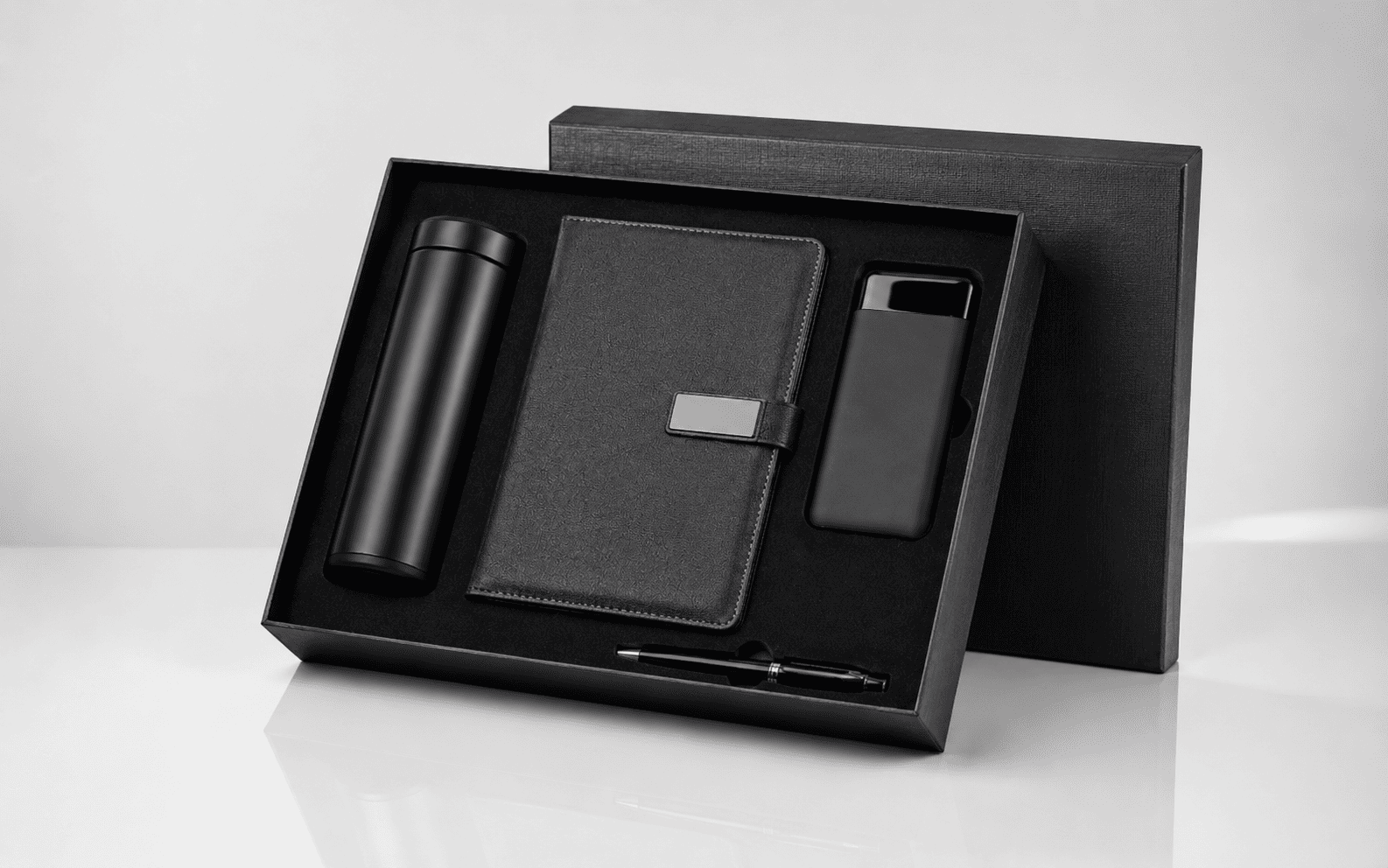 Black Executive Gift Set with LED Flask and Accessories 