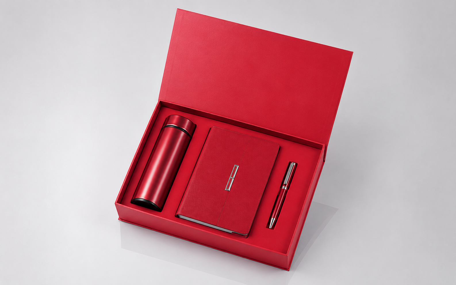 Red Executive Gift Set with Flask and Accessories 
