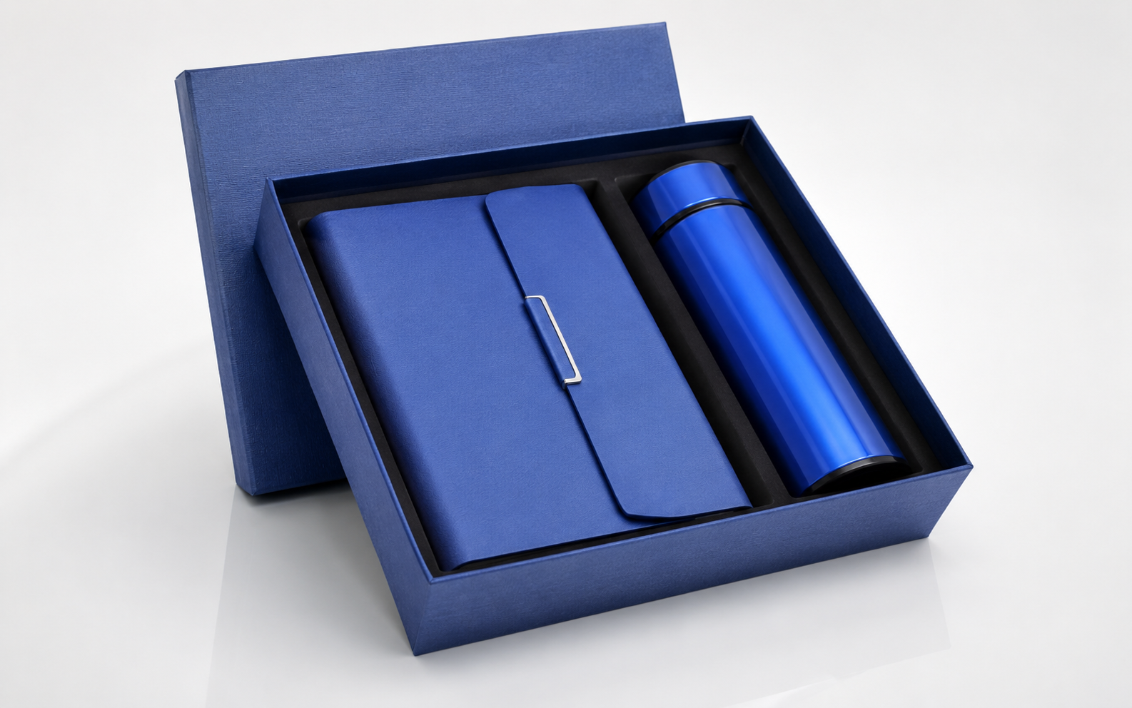 Blue Executive Gift Set with Notebook, Flask and Pen 