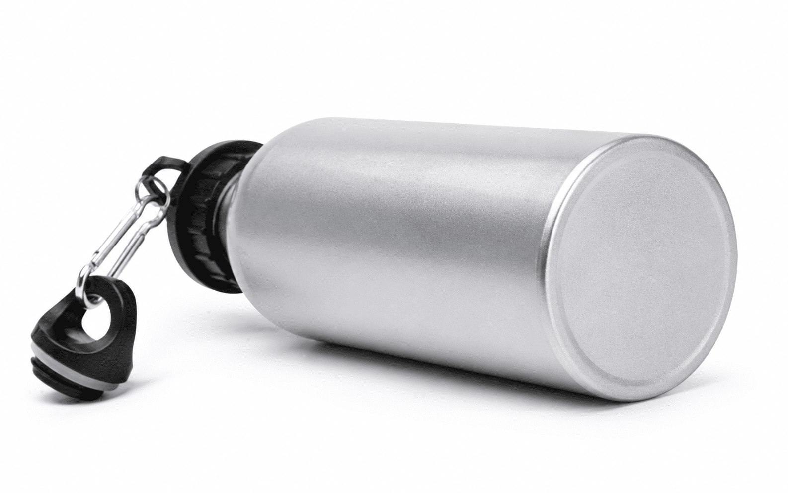 Silver Aluminium Water Bottle with Cap Attachment, 600 ml 