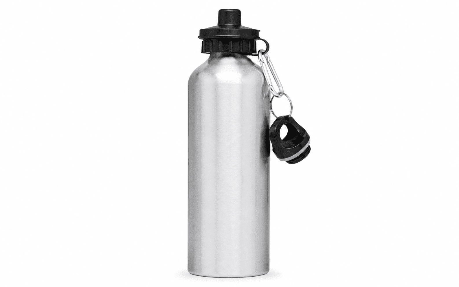Silver Aluminium Water Bottle with Cap Attachment, 600 ml 