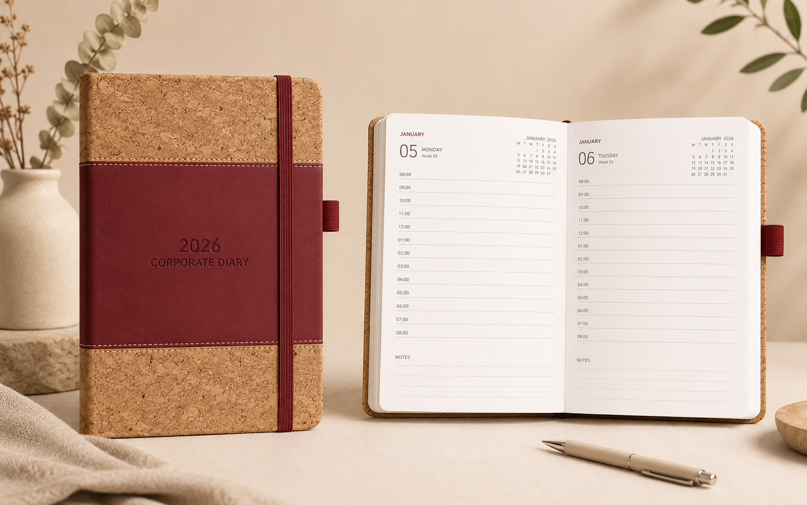 A5 Cork Eco-Friendly Corporate Diary 2026
