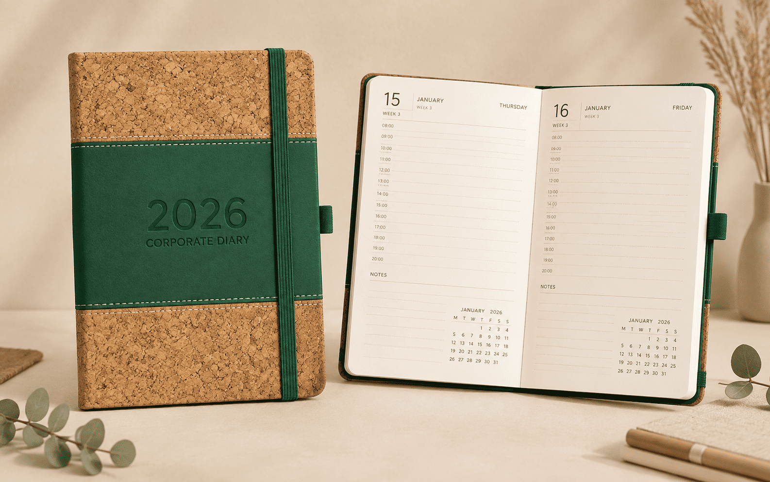 A5 Cork Eco-Friendly Corporate Diary 2026