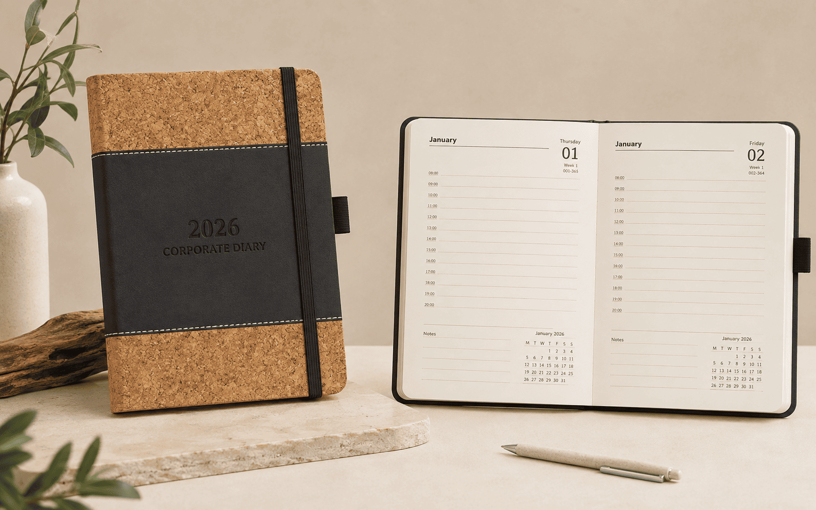 A5 Cork Eco-Friendly Corporate Diary 2026