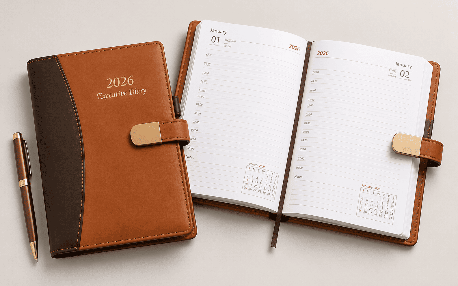 A5 PU Clasp Closure Executive Diary 2026 