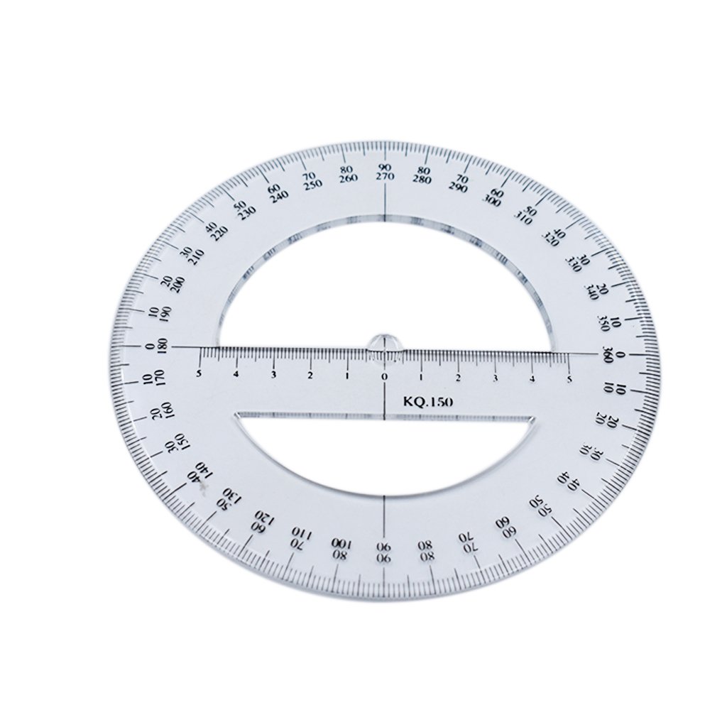 360-Degree Transparent Plastic Protractor - 12 cm