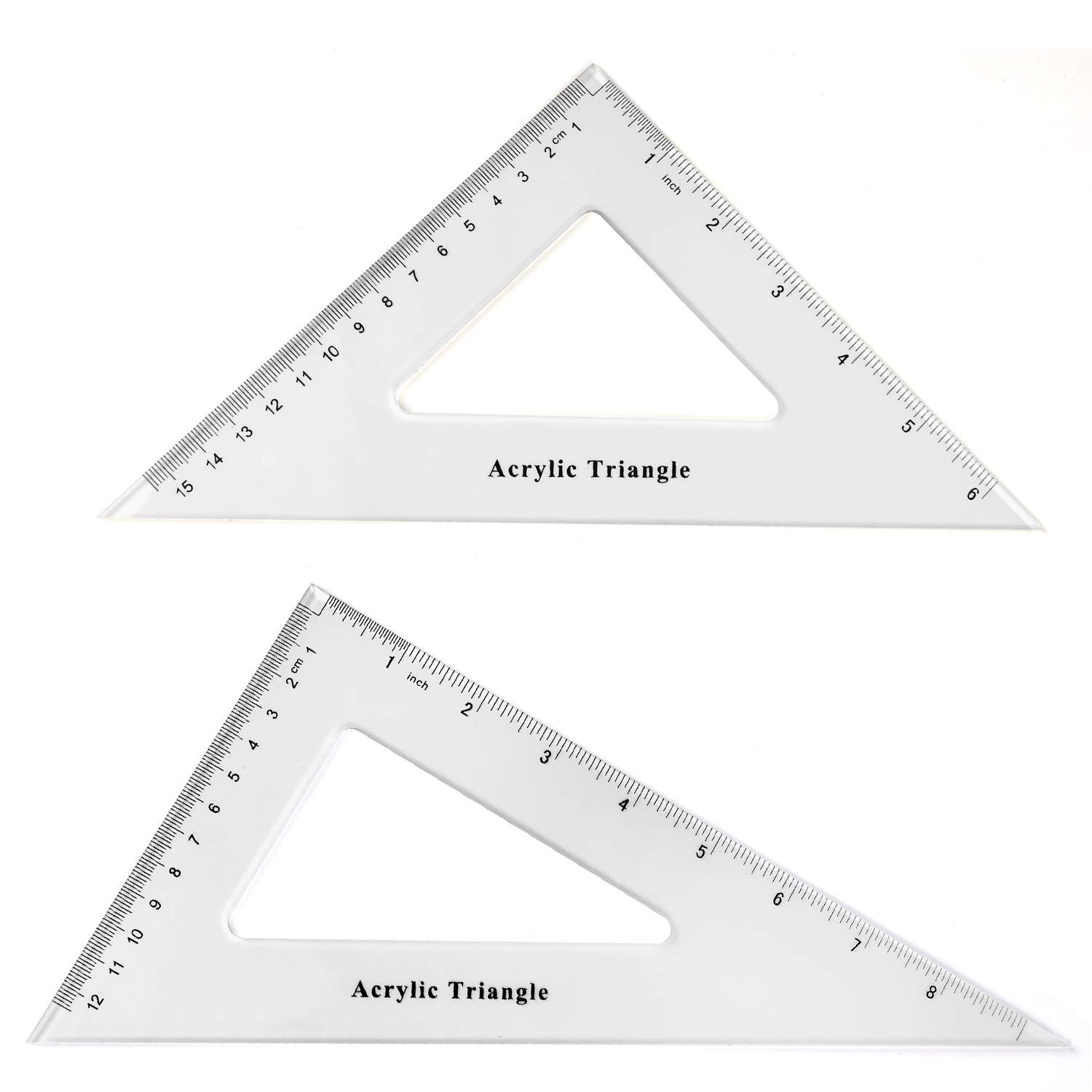 45 and 60 Degree Transparent Set Square Pair