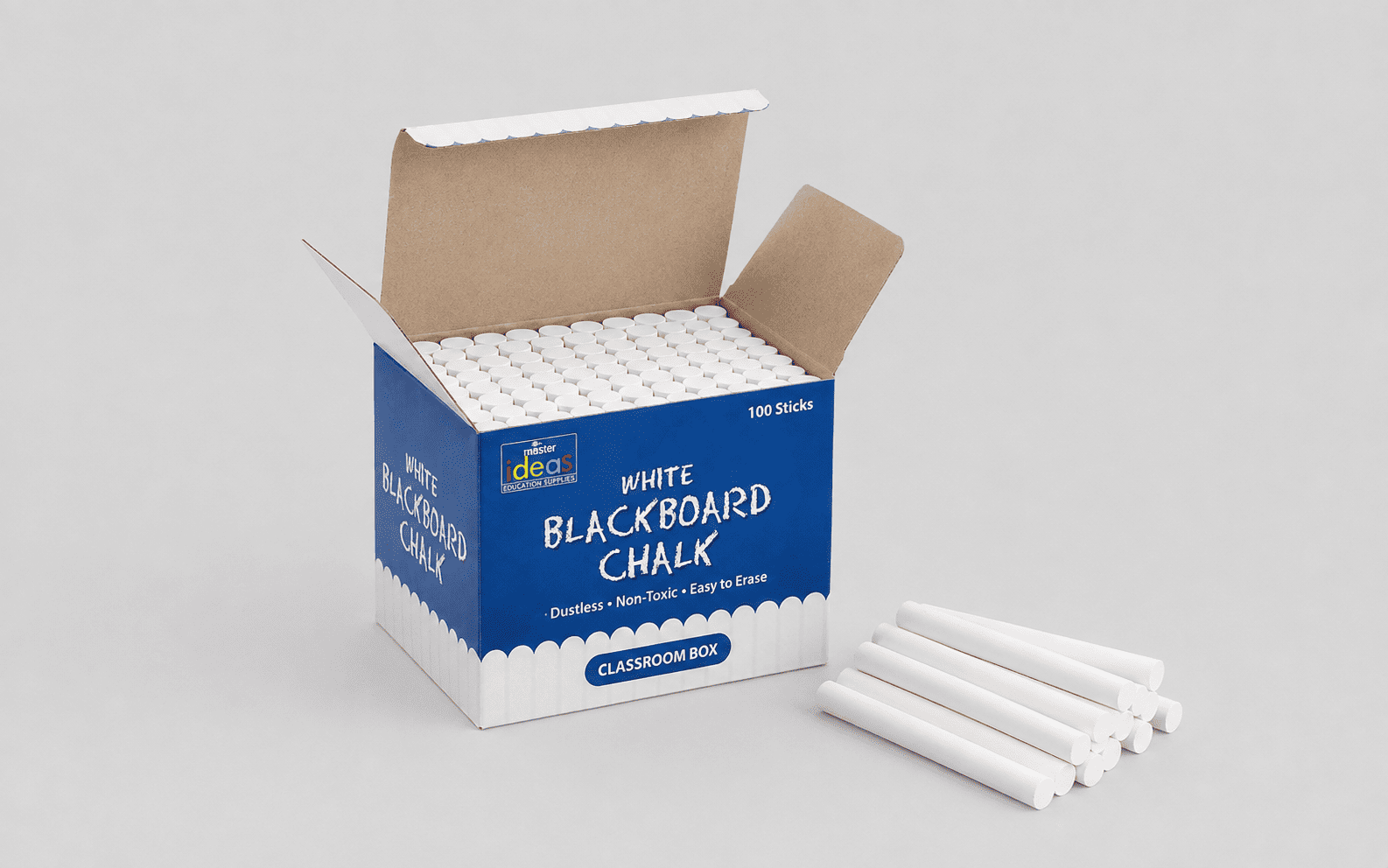 White Dustless Blackboard Chalk - Classroom Box