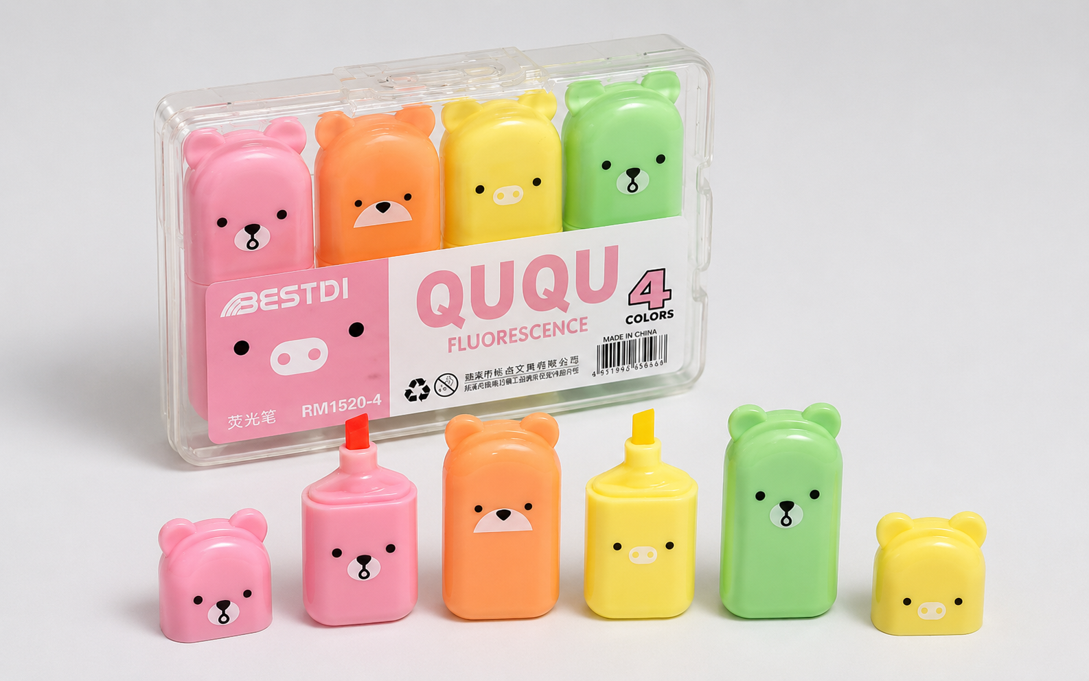 Bestdi Mini Highlighter Set - 4 Fluorescent Colours
