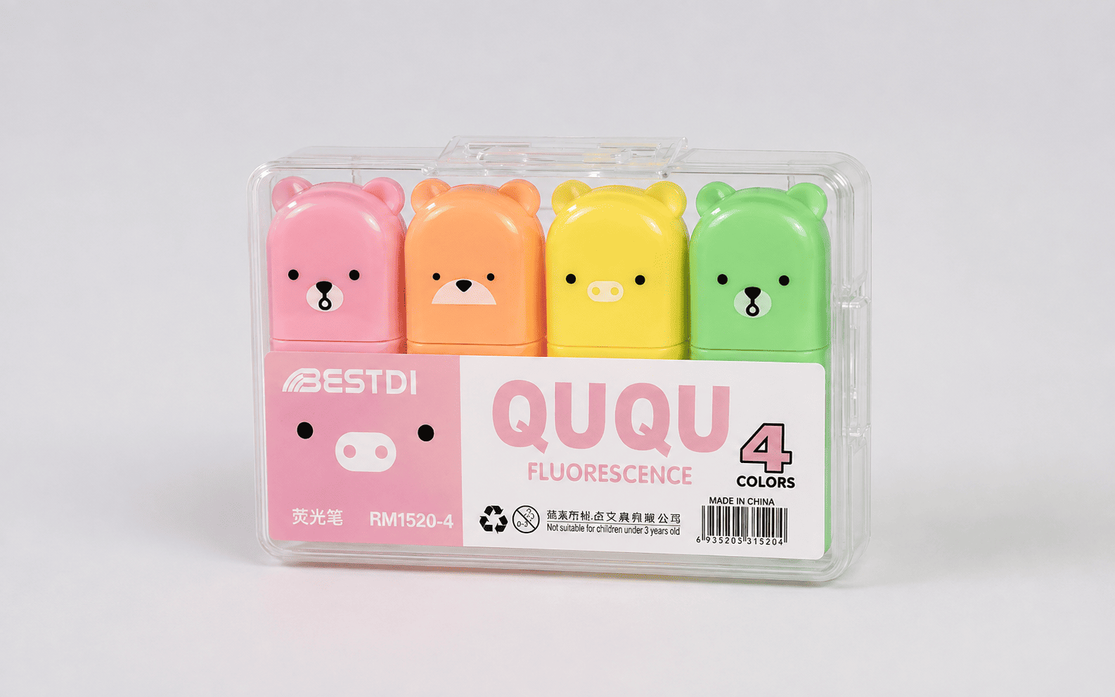 Bestdi Mini Highlighter Set - 4 Fluorescent Colours